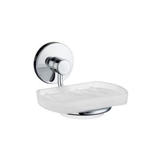Smedbo NK342 Wall Mounted Frosted Glass Soap Dish with Polished Chrome Holder from the Studio Collection